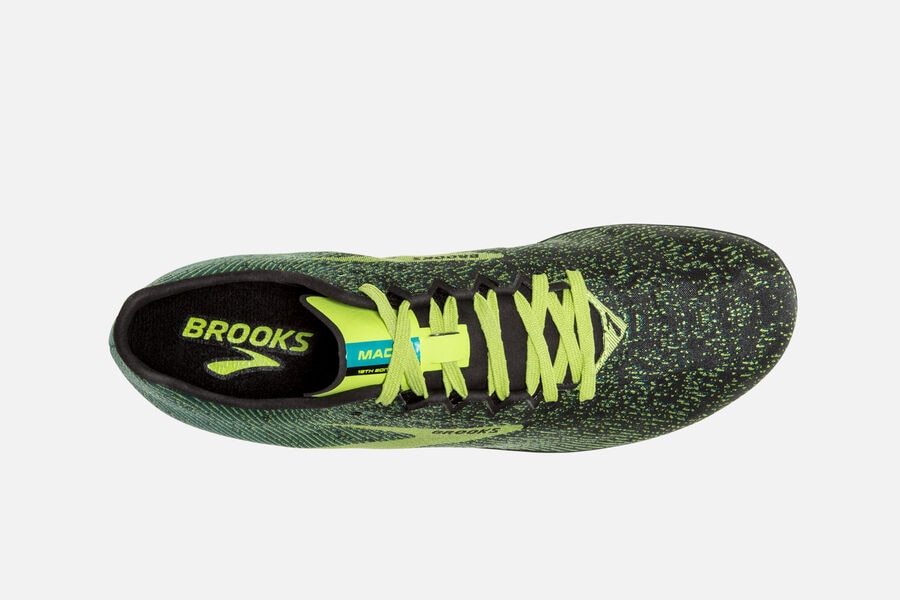 Brooks Running Shoes Mens Black/Green - Mach 19 Spikes - 6785-JRQXB